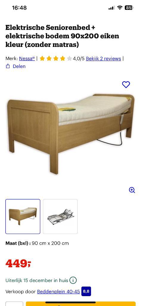 Seniorenbed, Huis en Inrichting, Slaapkamer | Bedden, Zo goed als nieuw, Eenpersoons, 90 cm, 200 cm, Overige materialen, Beige
