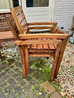 Tuinstoelen teak / vier stuks, Tuin en Terras, Tuinstoelen, Ophalen of Verzenden, Zo goed als nieuw, Teakhout, Stapelbaar