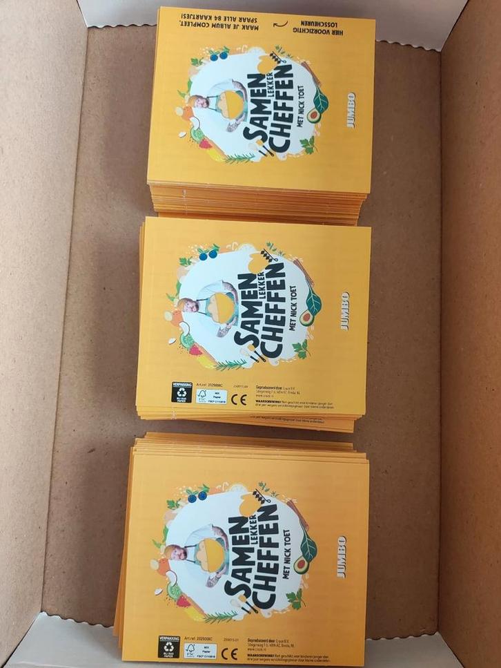Ongeveer 107 ongeopende kaartjes 'Samen lekker Cheffen ', Verzamelen, Supermarktacties, Jumbo, Ophalen of Verzenden