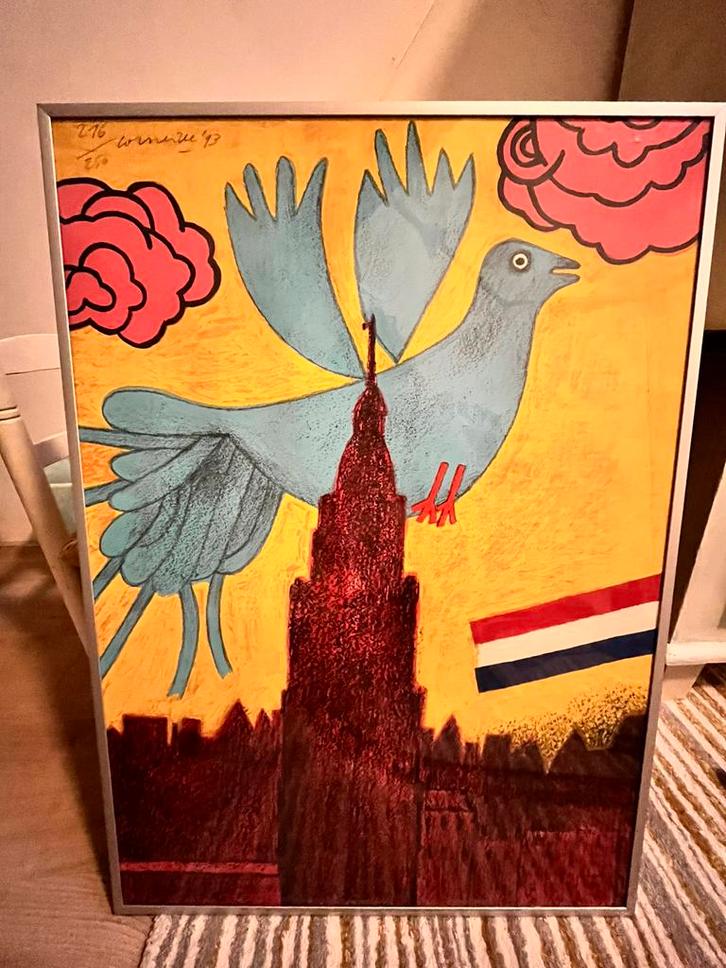 Kleurrijke gesigneerde zeefdruk Corneille 1993, Antiek en Kunst, Kunst | Litho's en Zeefdrukken, Ophalen of Verzenden