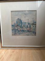 Aquarel Poppe Damave, Antiek en Kunst, Kunst | Etsen en Gravures, Ophalen