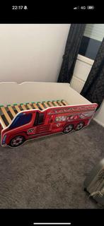 Brandweer autobed, Kinderen en Baby's, Kinderkamer | Bedden, 70 tot 85 cm, Zo goed als nieuw, Lattenbodem, 140 tot 160 cm