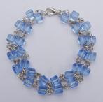 Handgemaakte dubbele armband met blauwe glaskralen (176), Overige materialen, Blauw, Nieuw, Ophalen of Verzenden
