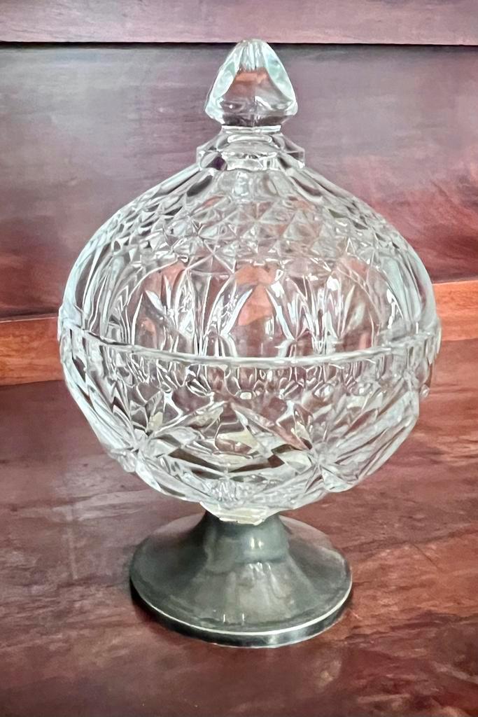 Vintage Cristal d’Arques kristallen snoepschaal met deksel, Antiek en Kunst, Antiek | Glas en Kristal, Ophalen of Verzenden