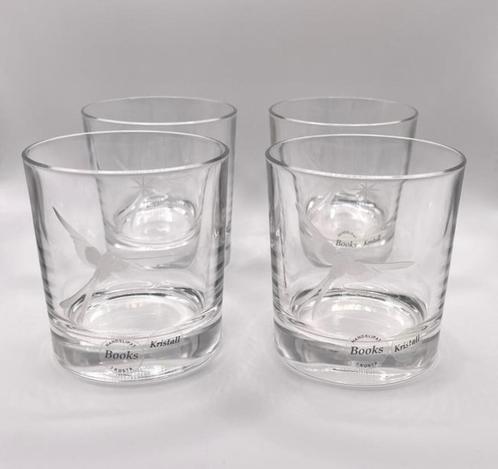 Set van 4 geëtste whiskyglazen, Verzamelen, Glas en Borrelglaasjes, Overige typen, Verzenden