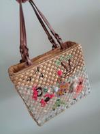 Kuve tas met strand tafereel met leren hengsel, nieuw, Ophalen of Verzenden, Nieuw, Beige, Handtas