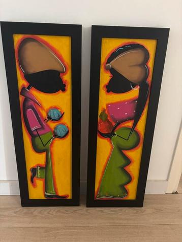 Schilderij op doek, handgeschilderd, 34x90cm beschikbaar voor biedingen