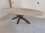 Massief eiken eettafel Deens ovaal, rond, organisch, ovaal, 100 tot 150 cm, Ophalen of Verzenden, 75 cm of meer, Ovaal