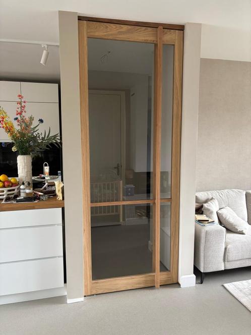 Glas met Eiken taatsdeuren en draaideuren, snelle levering, Doe-het-zelf en Verbouw, Deuren en Horren, Nieuw, Binnendeur, 215 cm of meer