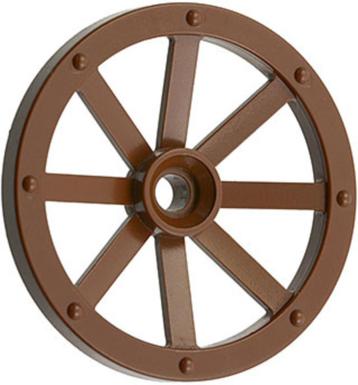 Lego Brown Wheel Wagon Large 33mm D., Hole Round For Wheels beschikbaar voor biedingen