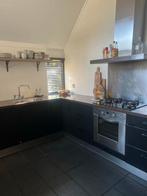 Grote complete Keuken met Granieten Blad & Apparatuur, Huis en Inrichting, Keuken | Complete keukens, Ophalen, Gebruikt, Zwart