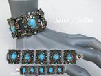 Vintage Selro Selini Armband met turquoise art glass c1950, Armband, Verzenden