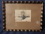 Fraaie ets Vaart met brug (winters?) Cornelis Vreedenburgh, Antiek en Kunst, Ophalen of Verzenden