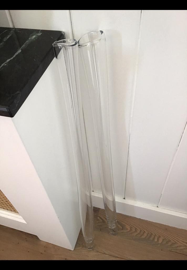2 Bijzondere glazen solifleur vazen Gommaire Cleybergh, glas, Huis en Inrichting, Woonaccessoires | Vazen, Overige kleuren, Minder dan 50 cm