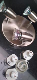 PLAFONDLAMP RVS 3 SPOTS EN BUROLAMPJE, Ophalen of Verzenden, Metaal of Aluminium
