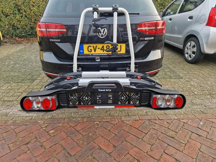 Travel&Co fietsendrager voor elektrische fietsen, Auto diversen, Fietsendragers, Gebruikt, Trekhaakdrager, 2 fietsen, Brede banden