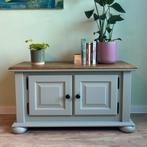 Laag kastje / TV meubel - Saliegroen & Licht Eiken Blad, Ophalen, 100 tot 150 cm, Zo goed als nieuw, Minder dan 100 cm