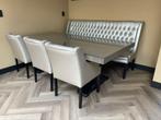 Luxe eetkamerset met glazen blad &  bank complete set, Huis en Inrichting, Complete eetkamers, Ophalen, Zo goed als nieuw