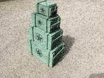 Groene 4 delige nieuwe houten legerkisten , speelgoedkisten, Ophalen of Verzenden, Nieuw