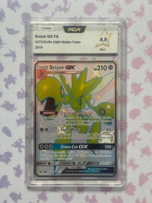 Pokémon Hidden Fates Scizor GX Full Art Shiny SV72 PCA 9,5, Hobby en Vrije tijd, Verzamelkaartspellen | Pokémon, Nieuw, Losse kaart