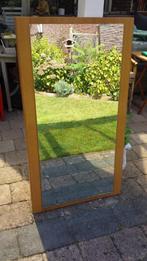 PASSPIEGEL <> Grote SPIEGEL op Houten Paneel 110 x 61½ cm., Ophalen, Gebruikt, 100 tot 150 cm, Rechthoekig