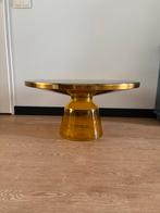 Smaqq salontafel geel glas met goud en zwart glazen blad, Ophalen, Rond, 50 tot 100 cm, Minder dan 50 cm