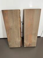 2 robuuste wandplanken | Grey Wash vurenhout + ophangbeugels, Huis en Inrichting, Ophalen of Verzenden, Zo goed als nieuw