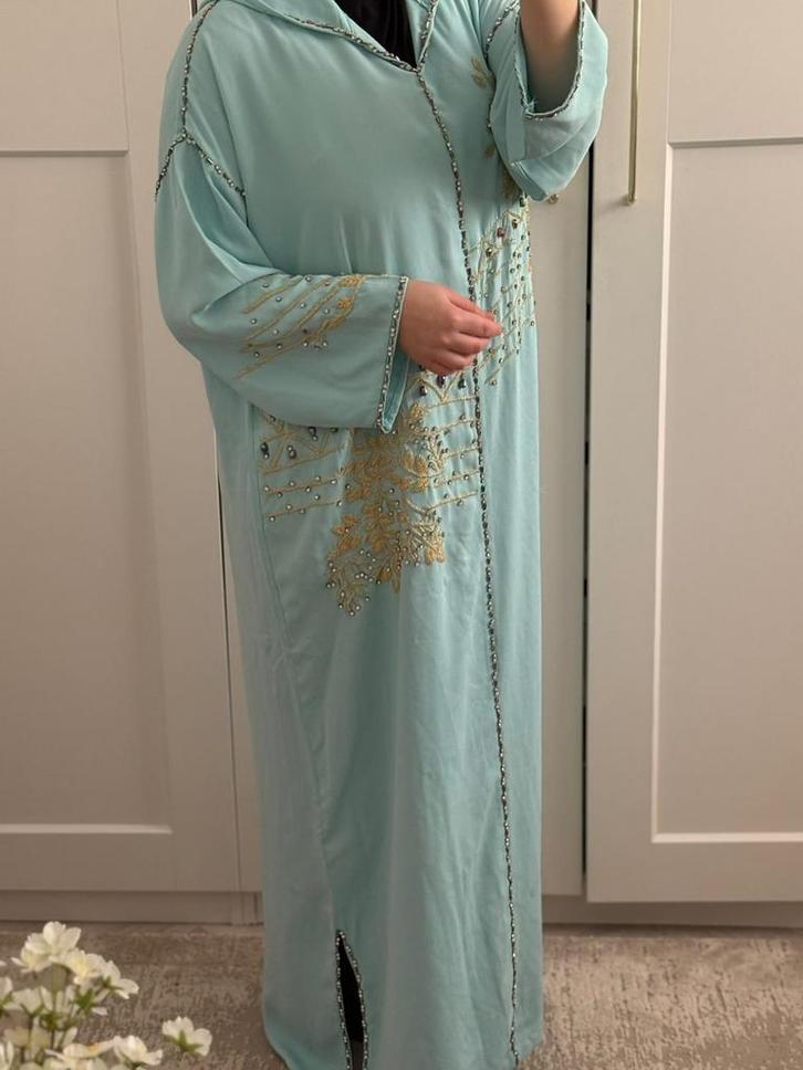 Jeleba - Traditionele Marokkaanse jurk, Kleding | Dames, Jurken, Zo goed als nieuw, Maat 38/40 (M), Blauw, Onder de knie, Ophalen of Verzenden