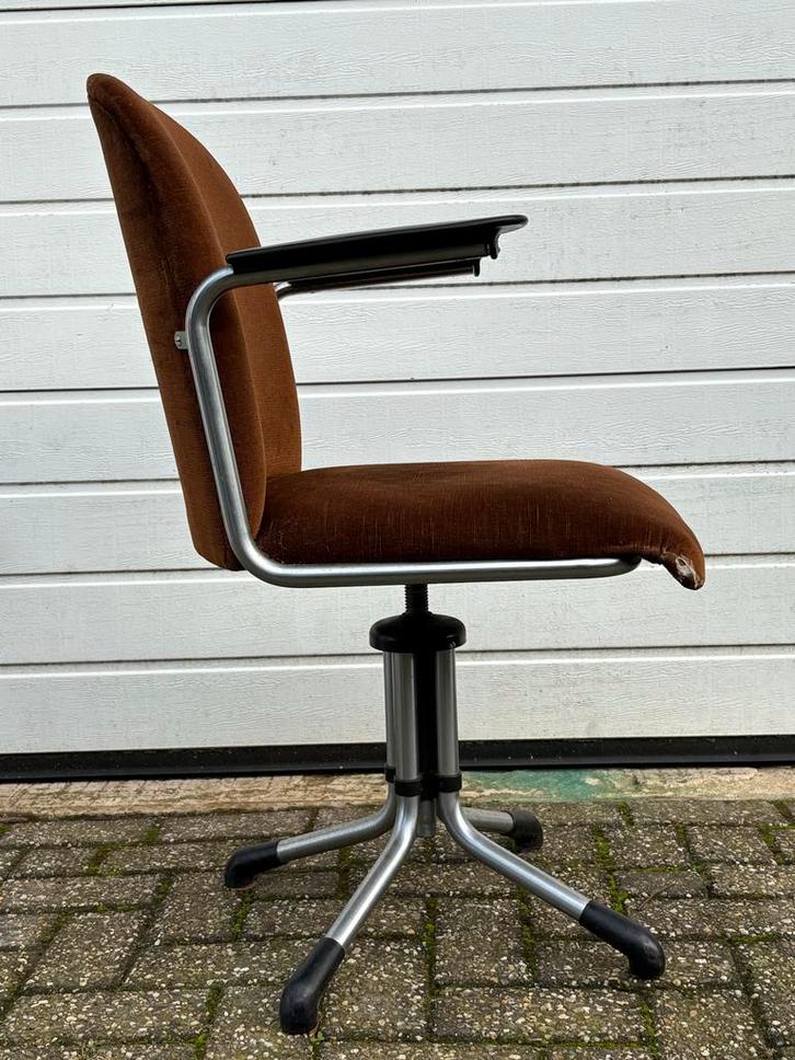 Gispen 356 bureaustoel vintage, Huis en Inrichting, Bureaustoelen, Gebruikt, Bureaustoel, Bruin, Ophalen
