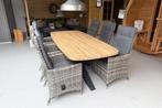 Tuinset Tenerife –6 wicker stoelen met teak tafel - OP=OP!, Tuin en Terras, Ophalen, Zo goed als nieuw, Wicker, Eettafel