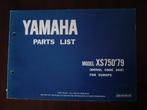 YAMAHA XS750 1979 parts list XS 750, Ophalen of Verzenden, Yamaha