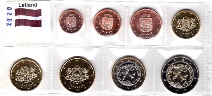 UNC set Letland 2020 -1 cent t/m 2 euro, Postzegels en Munten, Munten | Europa | Euromunten, Setje, Overige waardes, Overige landen