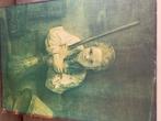 Plaatje meisje met bezem, Antiek en Kunst, Ophalen of Verzenden