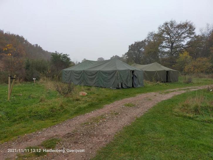 3 Legertenten 5x10m - Compleet, Gebruikt, Caravans en Kamperen, Tenten, meer dan 6, Gebruikt, Ophalen