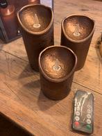 Nieuw in de doos Set van 3 LED Kaarsen met Afstandsbediening, Ophalen, Bruin, Nieuw, Metaal