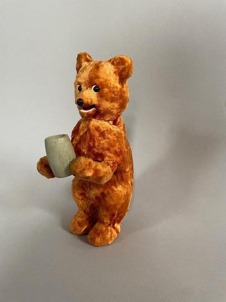 Antiek mechanisch beertje met werkend mechaniek en sleutel, Antiek en Kunst, Antiek | Speelgoed, Ophalen of Verzenden