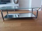 Glazen salontafel, Huis en Inrichting, Tafels | Sidetables, Ophalen, Gebruikt, 100 tot 150 cm, 25 tot 50 cm