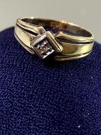 Jaren '30 antieke massief gouden ring + diamant platinagezet, Sieraden, Tassen en Uiterlijk, Antieke sieraden, Verzenden, Goud