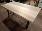 Massief eiken eettafel onbehandeld met stalen poten, Huis en Inrichting, Tafels | Eettafels, Ophalen, Nieuw, 50 tot 100 cm, 150 tot 200 cm
