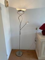 Staande lamp zilver 180cm hoog met leeslamp, Ophalen, Zo goed als nieuw, Metaal, 150 tot 200 cm