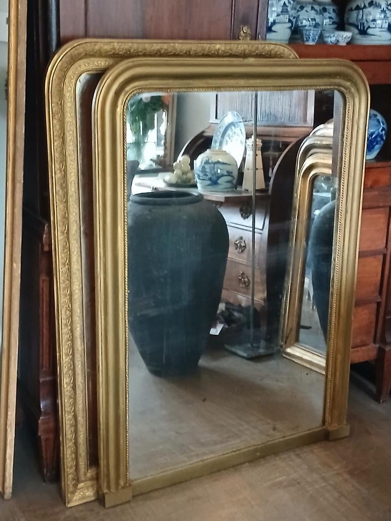 Stijlvolle Antieke Franse Spiegels, Ophalen, Rechthoekig, Minder dan 50 cm, Minder dan 100 cm