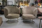 2 x fauteuil Xelena PTMD stof velvet groen & zand, Ophalen, Gebruikt, Metaal, 75 tot 100 cm