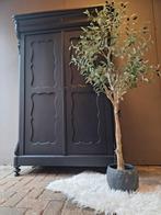 Mat zwarte biedermeier meidenkast linnenkast, Ophalen of Verzenden