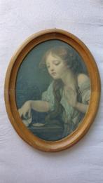 Vintage print van schilderij Jean-Baptiste Greuze, Ophalen, Minder dan 50 cm, Minder dan 50 cm, Print