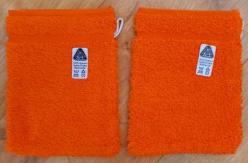 2 retro/vintage oranje washandjes jaren 70 nieuw beschikbaar voor biedingen