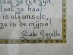 Guido Gezelle ets met uitspraak Mijn Vlaanderen spreekt....., Antiek en Kunst, Ophalen of Verzenden