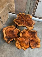 Boomstamtafel salontafel bijzettafel, Huis en Inrichting, Tafels | Salontafels, Ophalen, Rond, 50 tot 100 cm, Minder dan 50 cm