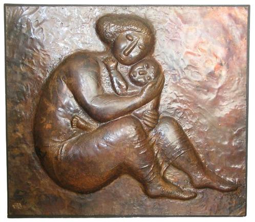 Unica wandreliëf Fons Bemelmans : Moeder met kind, 1960, Antiek en Kunst, Kunst | Overige Kunst, Ophalen