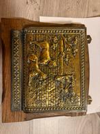 Vintage Houten Brievenbak met Messing Decoratie, Ophalen of Verzenden