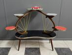 50 jaren etagère planten tafel rood geel grijs zwart formica, Huis en Inrichting, Ophalen, Gebruikt